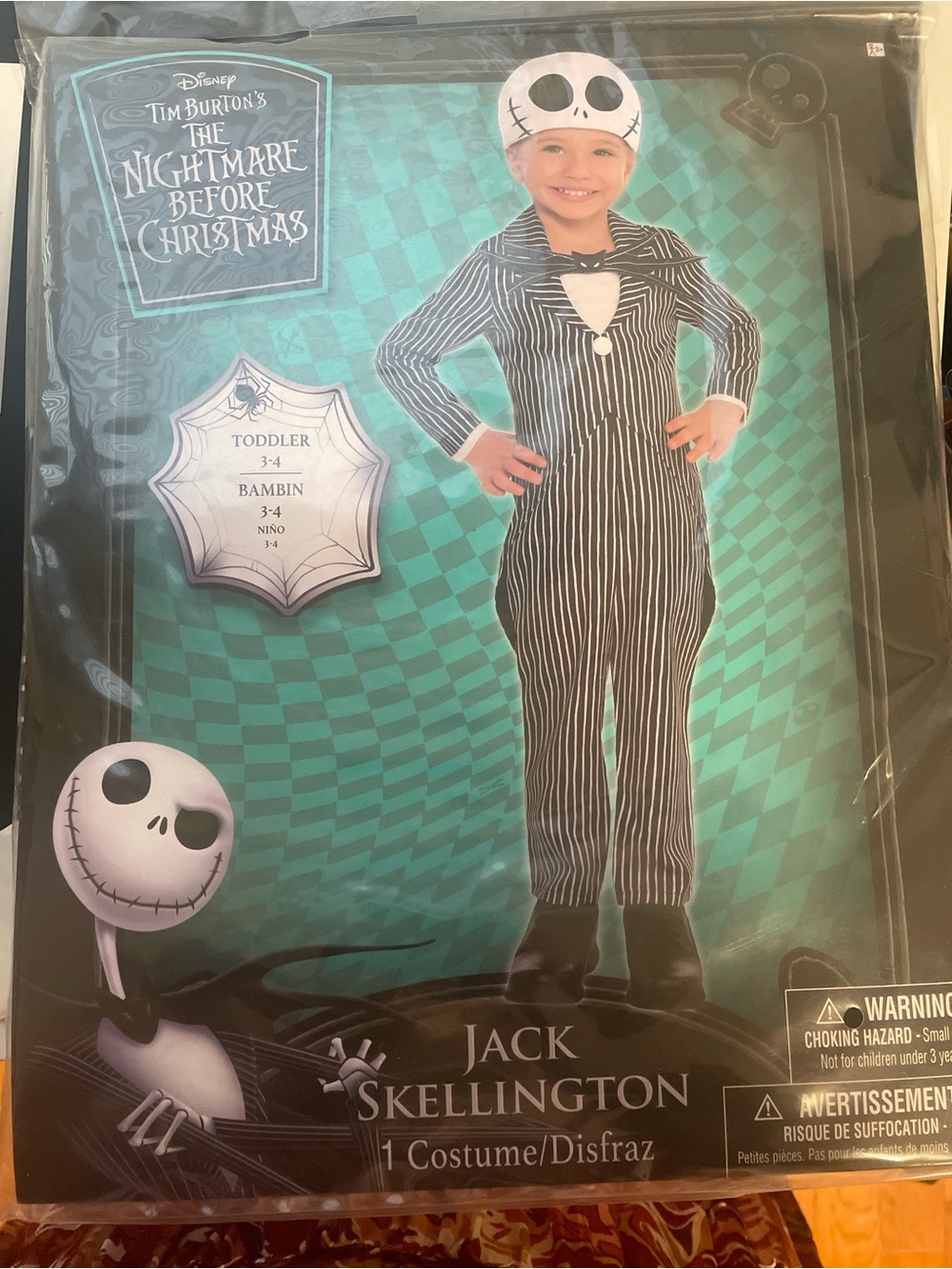 Rubie's Jack Skellington Costume - Black & White size 3-4